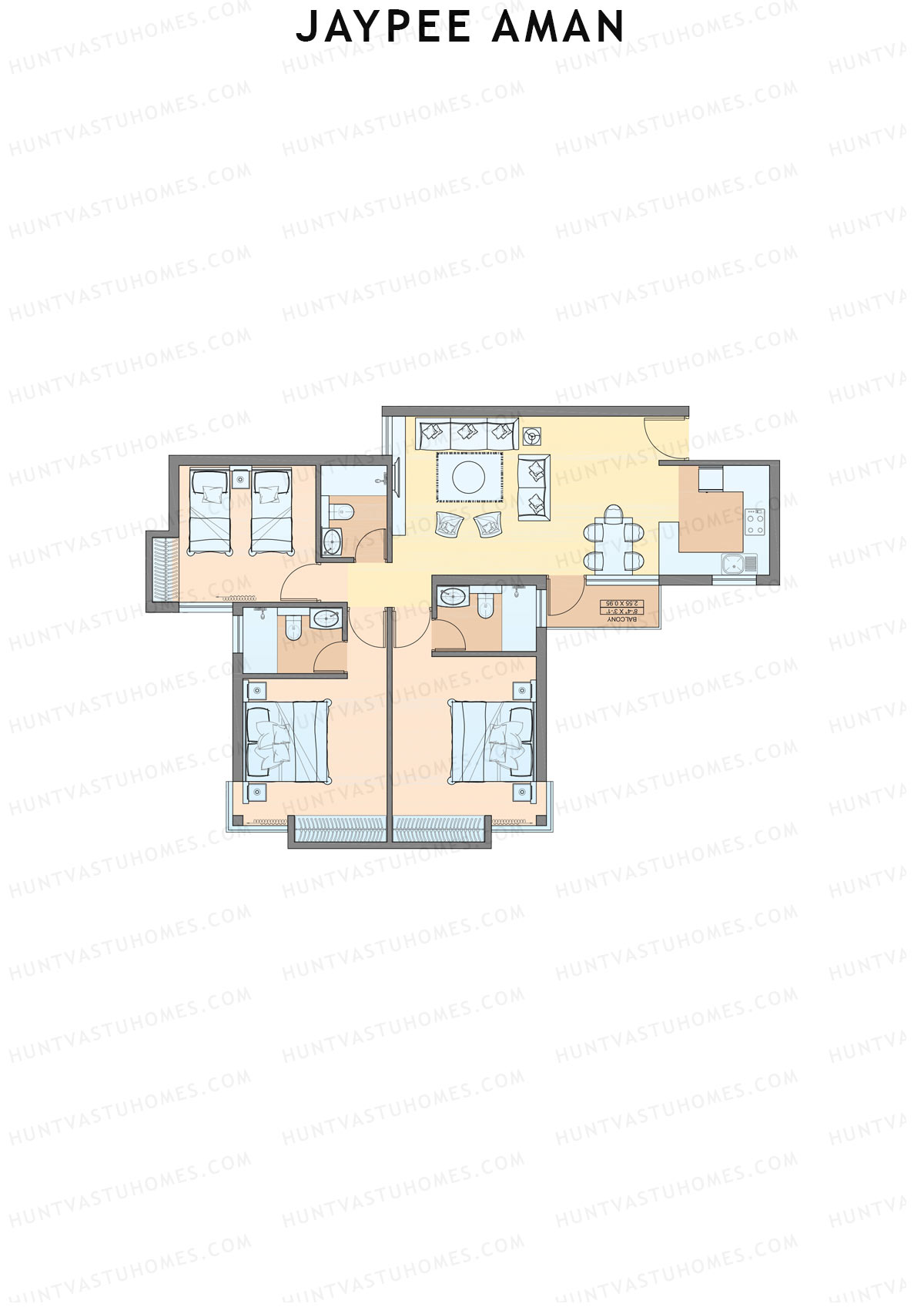 Jaypee Aman Tower N1 Unit 5 (Type B2) Floor Plan