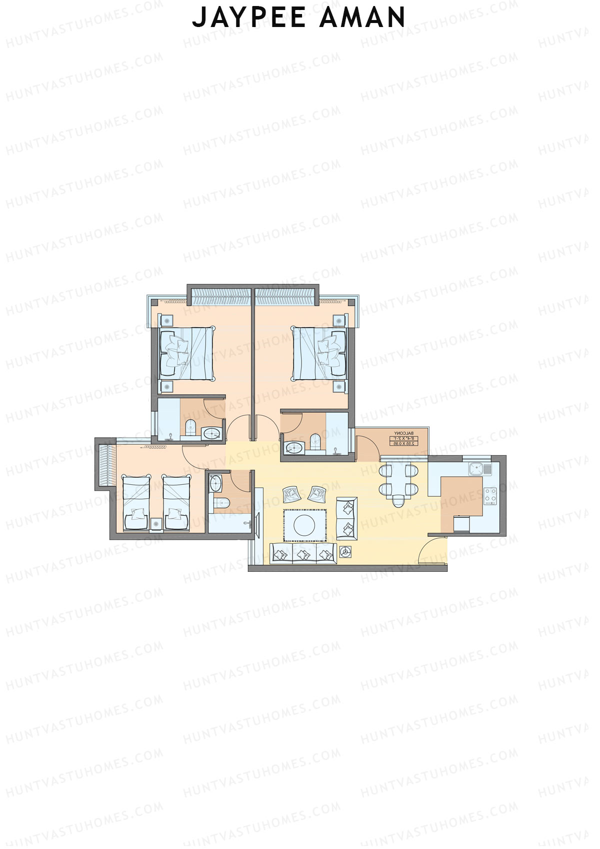 Jaypee Aman Tower N1 Unit 6 (Type B2) Floor Plan