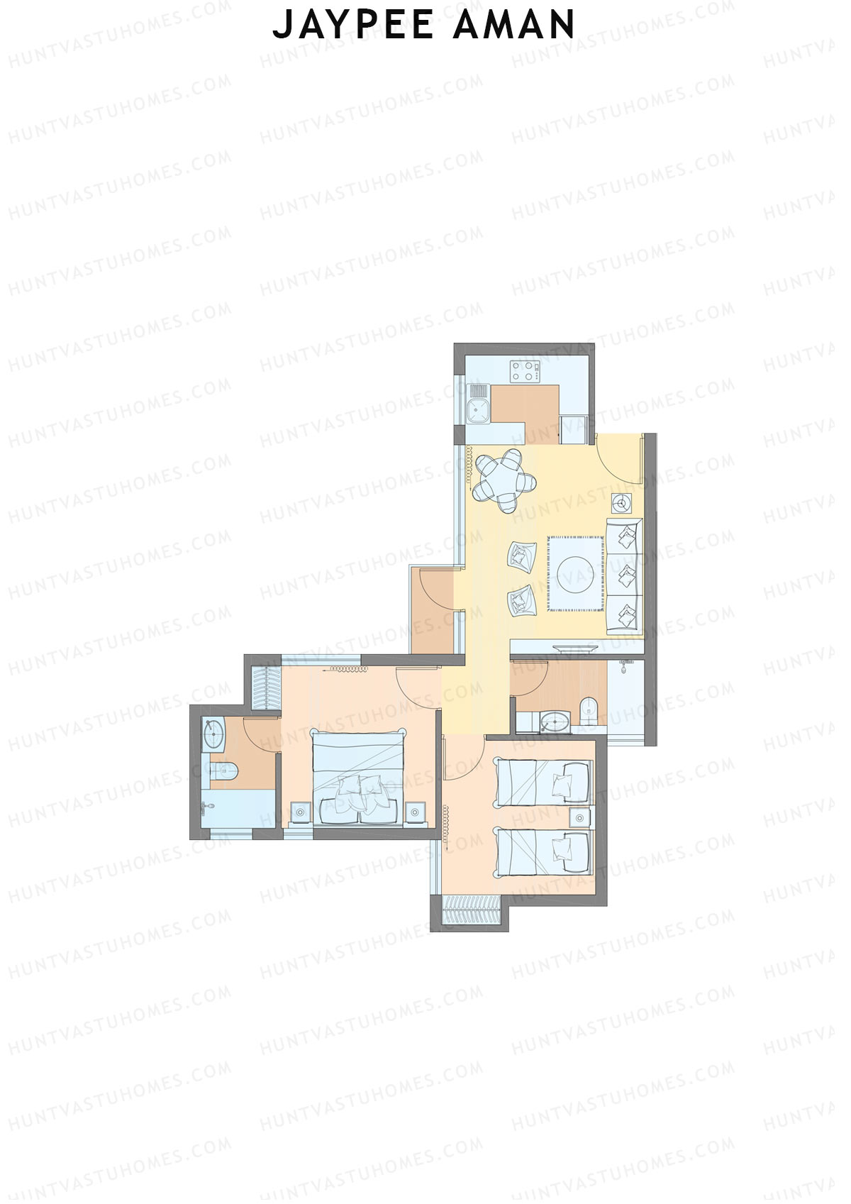 Jaypee Aman Tower N20 Unit 2 (Type A2) Floor Plan