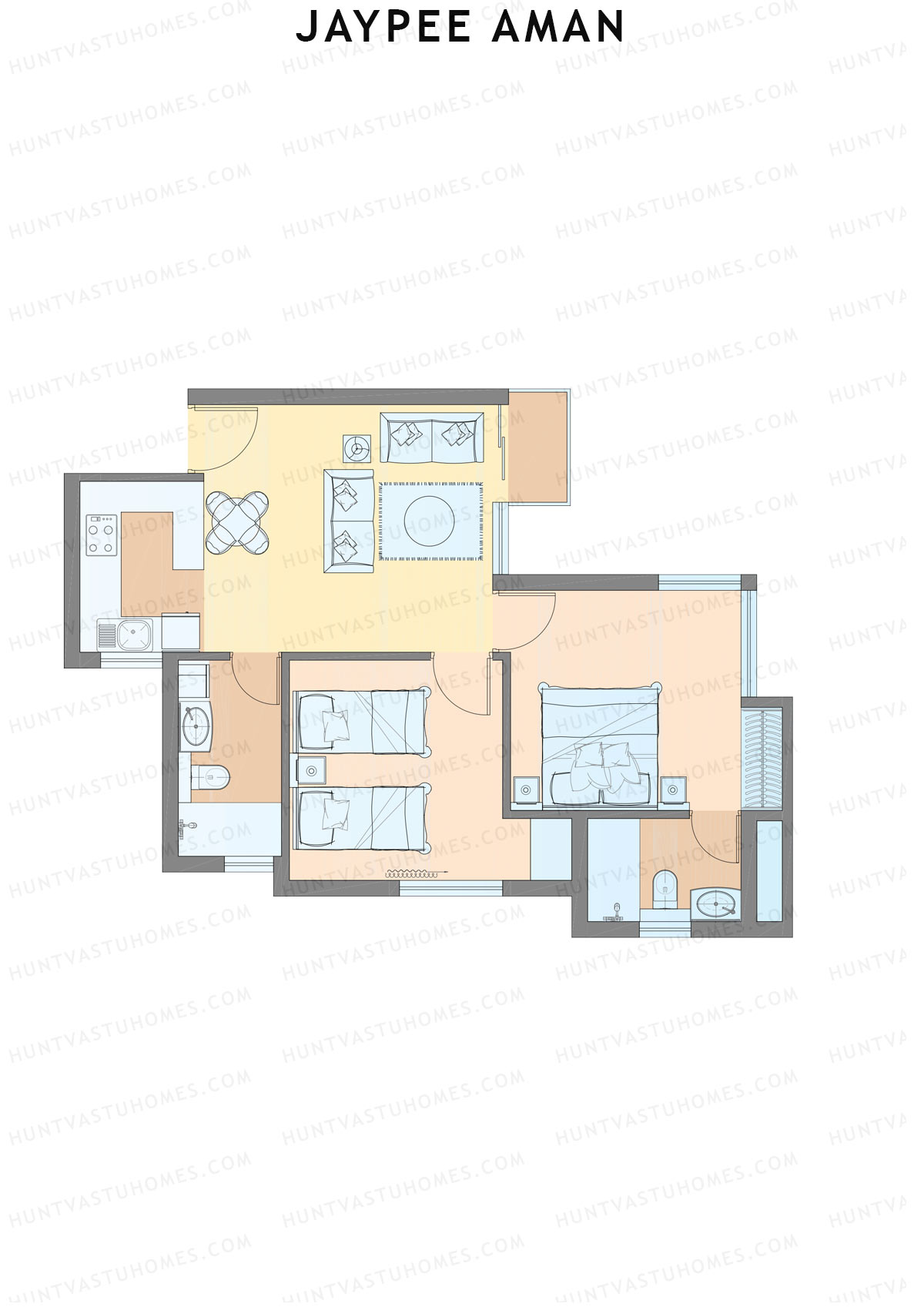 Jaypee Aman Tower N20 Unit 8 (Type A1) Floor Plan