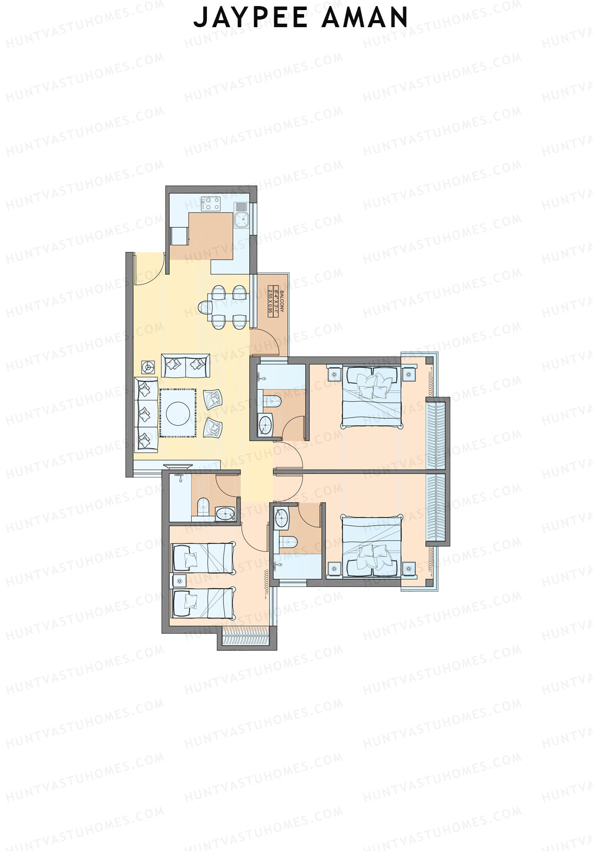 Jaypee Aman Tower N21 Unit 1 (Type B2) Floor Plan