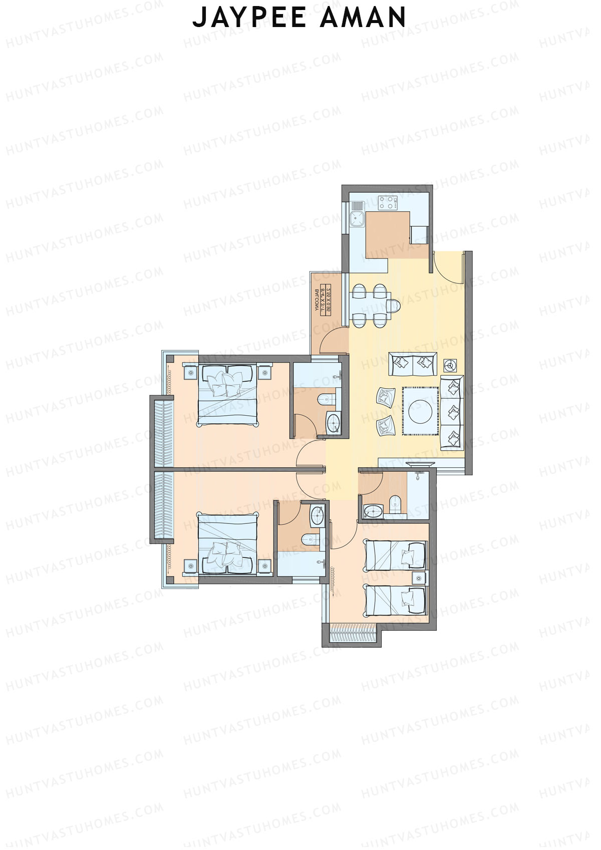 Jaypee Aman Tower N21 Unit 2 (Type B2) Floor Plan