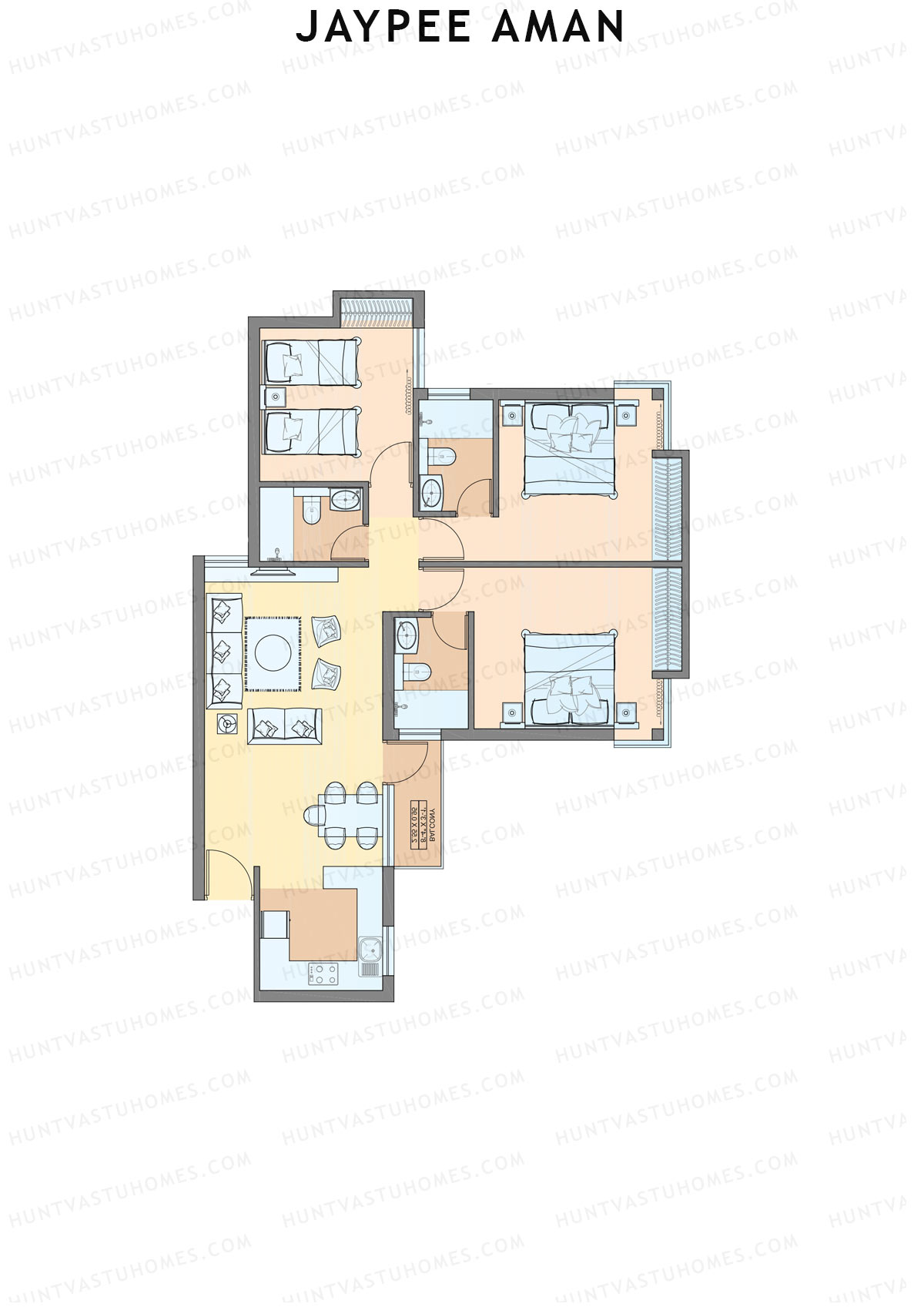 Jaypee Aman Tower N21 Unit 6 (Type B2) Floor Plan