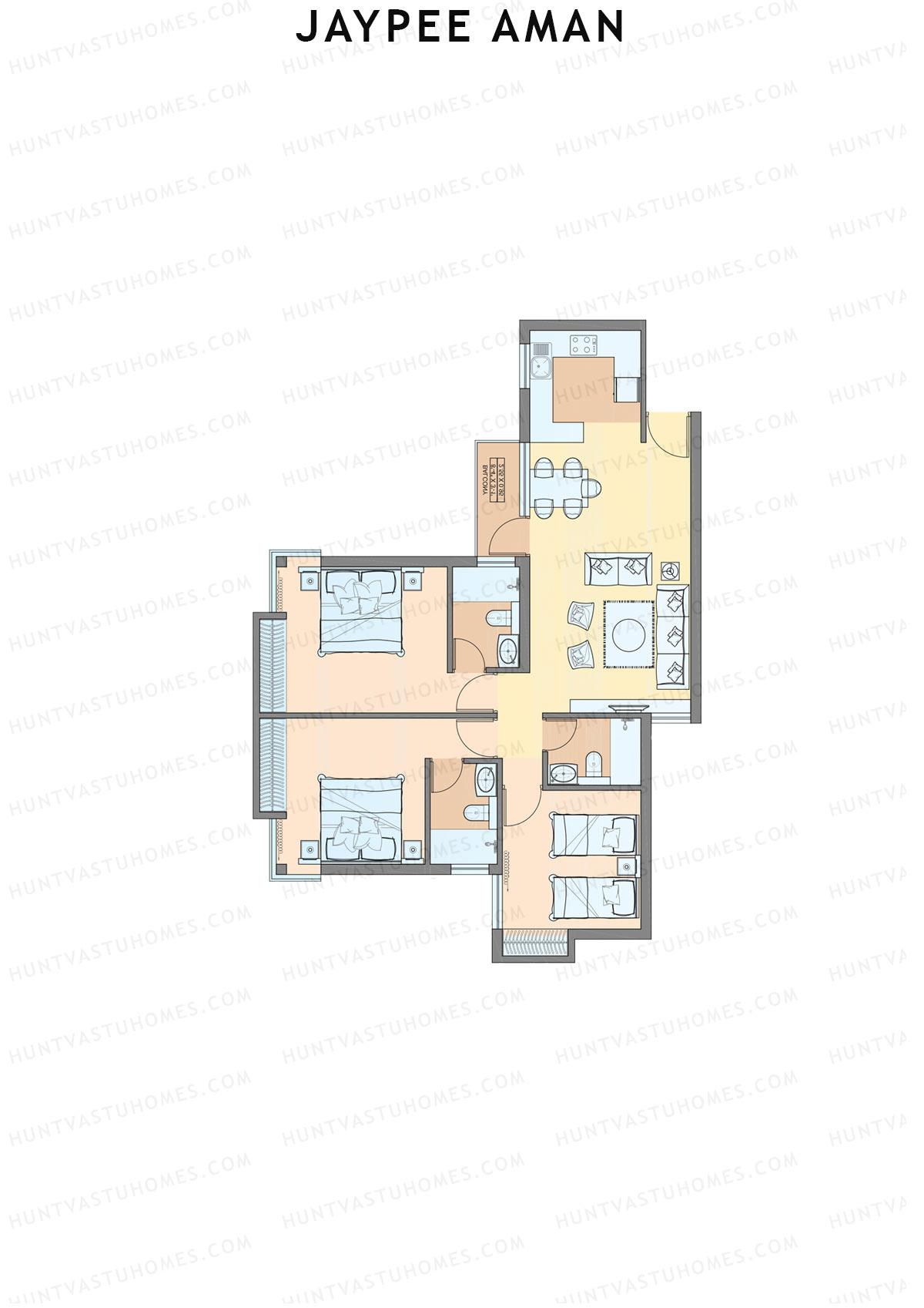 Jaypee Aman Tower N23 Unit 2 (Type B2) Floor Plan