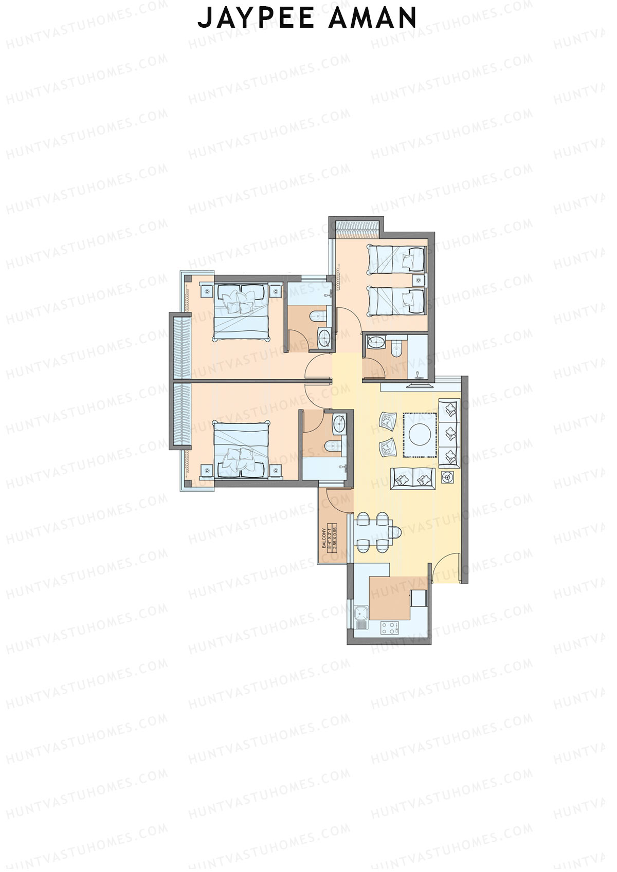 Jaypee Aman Tower N23 Unit 5 (Type B2) Floor Plan