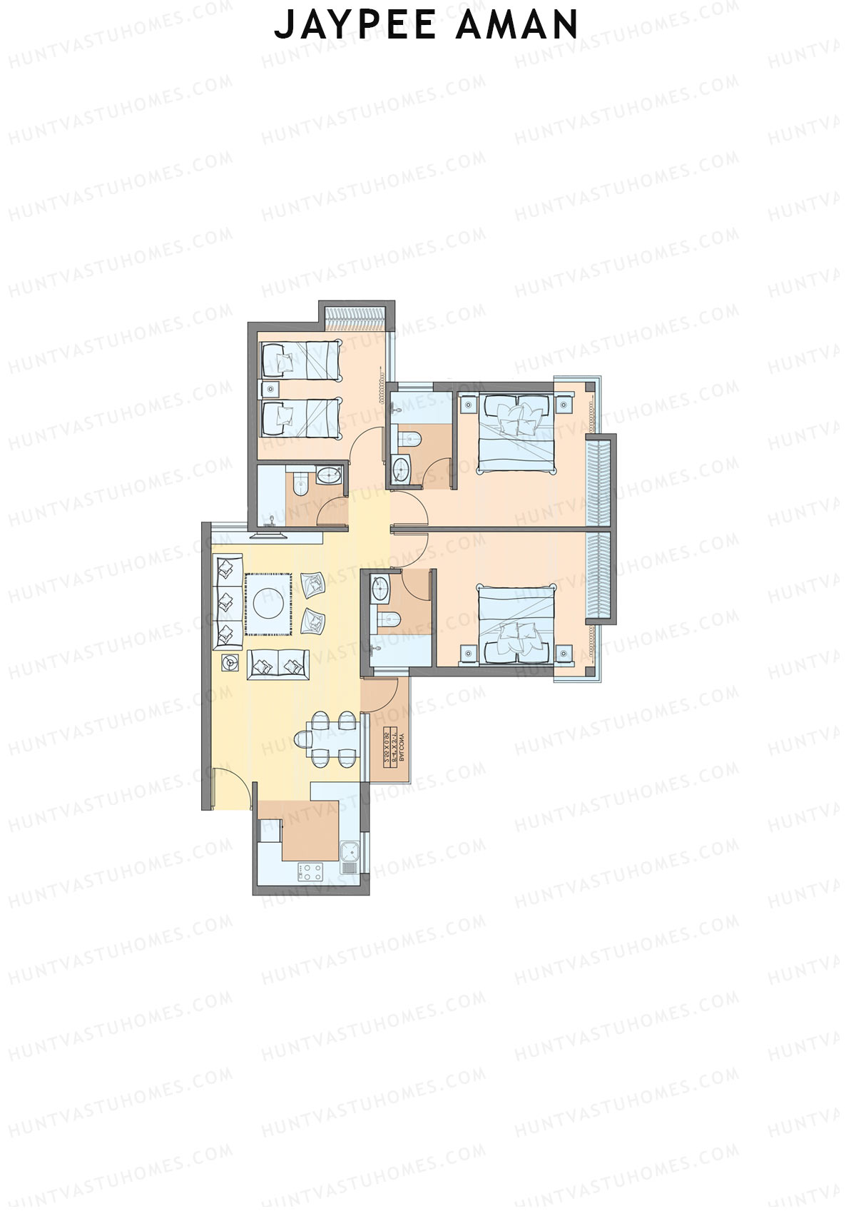 Jaypee Aman Tower N23 Unit 6 (Type B2) Floor Plan