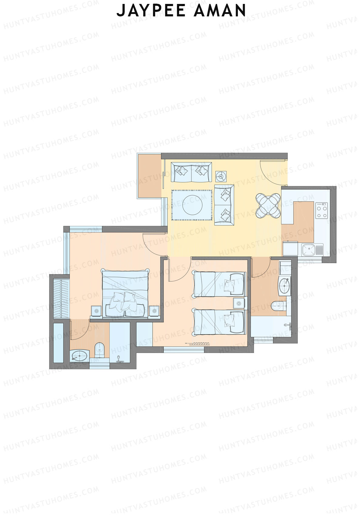 Jaypee Aman Tower N24 Unit 3 (Type A1) Floor Plan