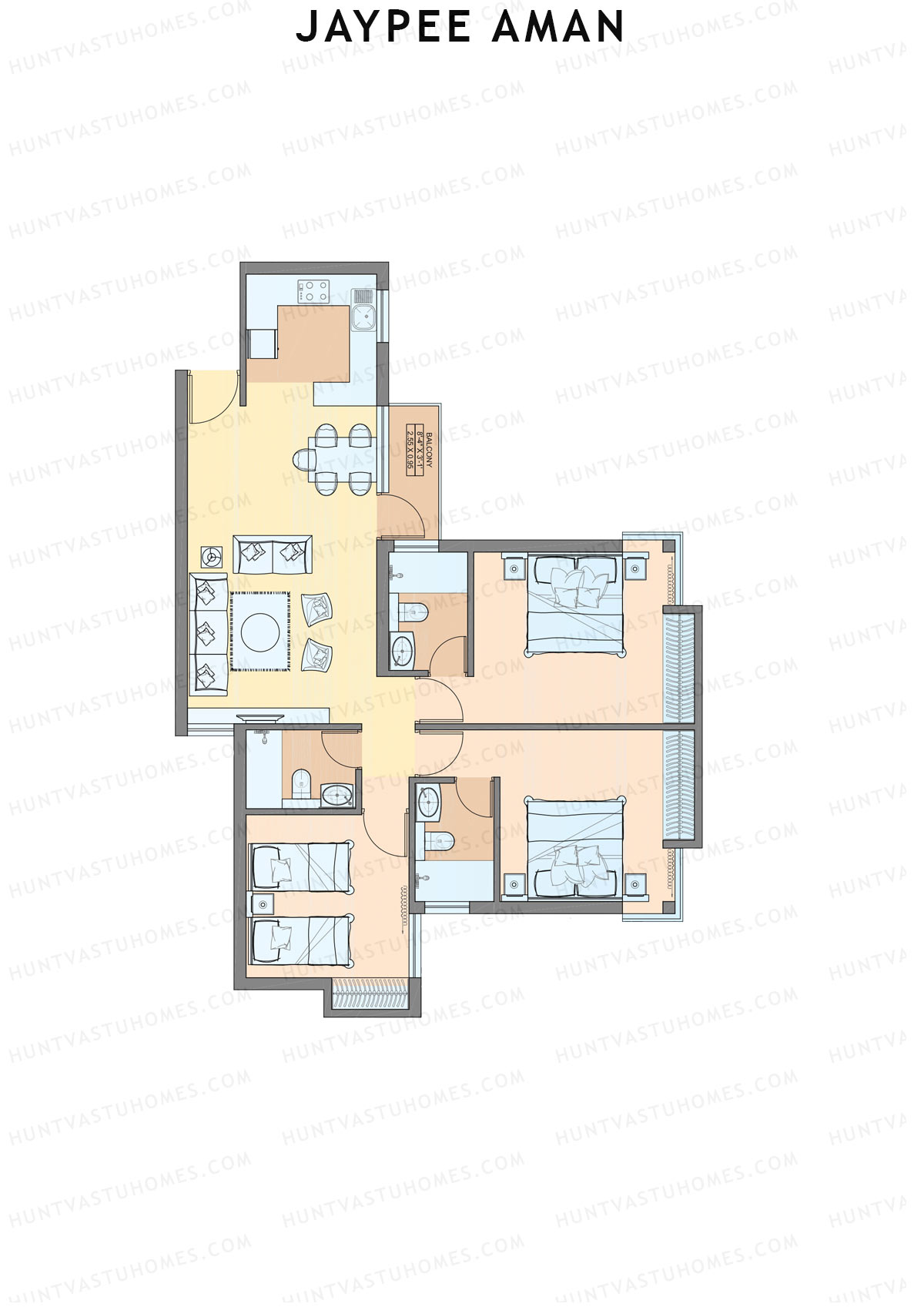 Jaypee Aman Tower N25 Unit 1 (Type B2) Floor Plan