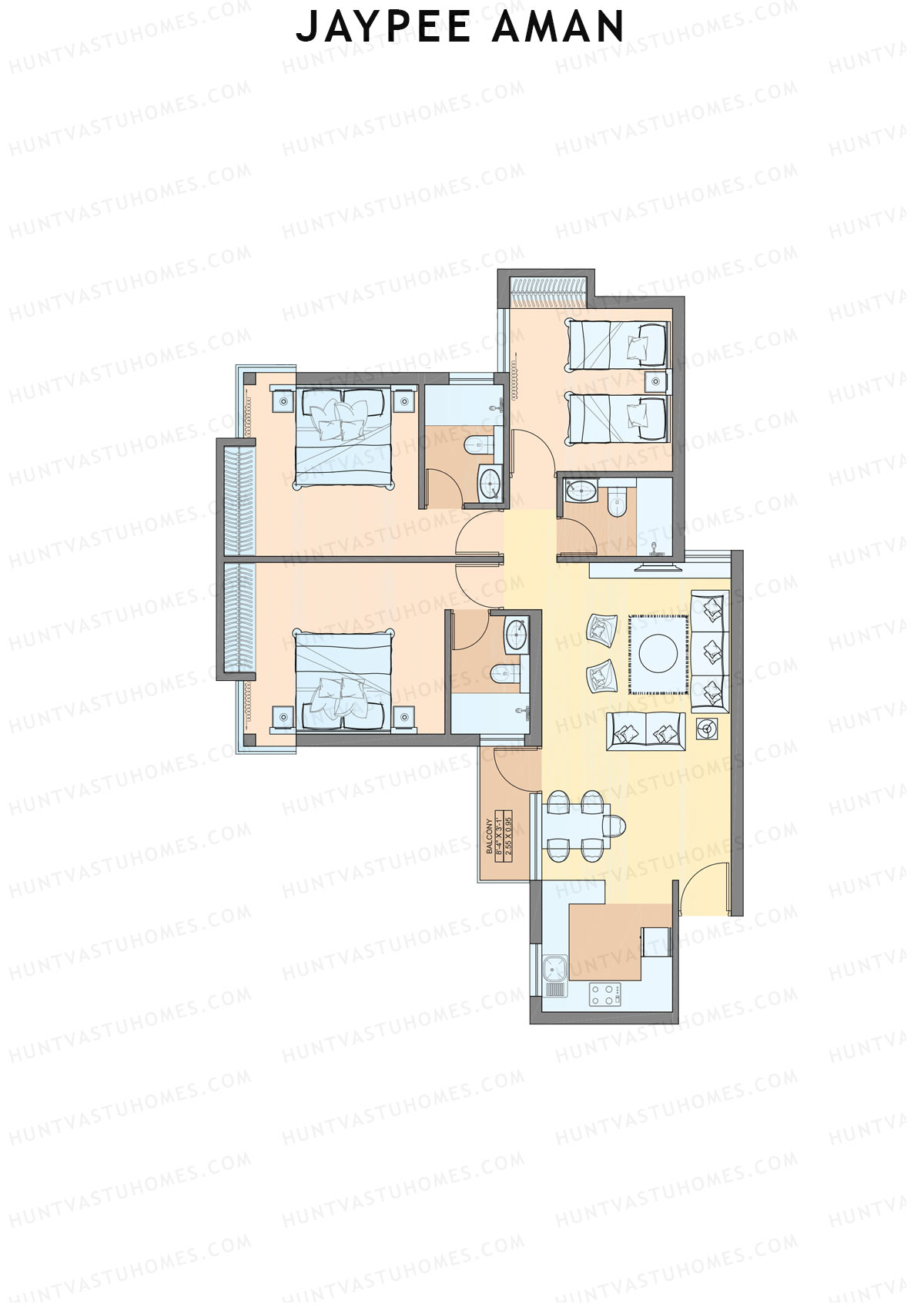 Jaypee Aman Tower N25 Unit 5 (Type B2) Floor Plan