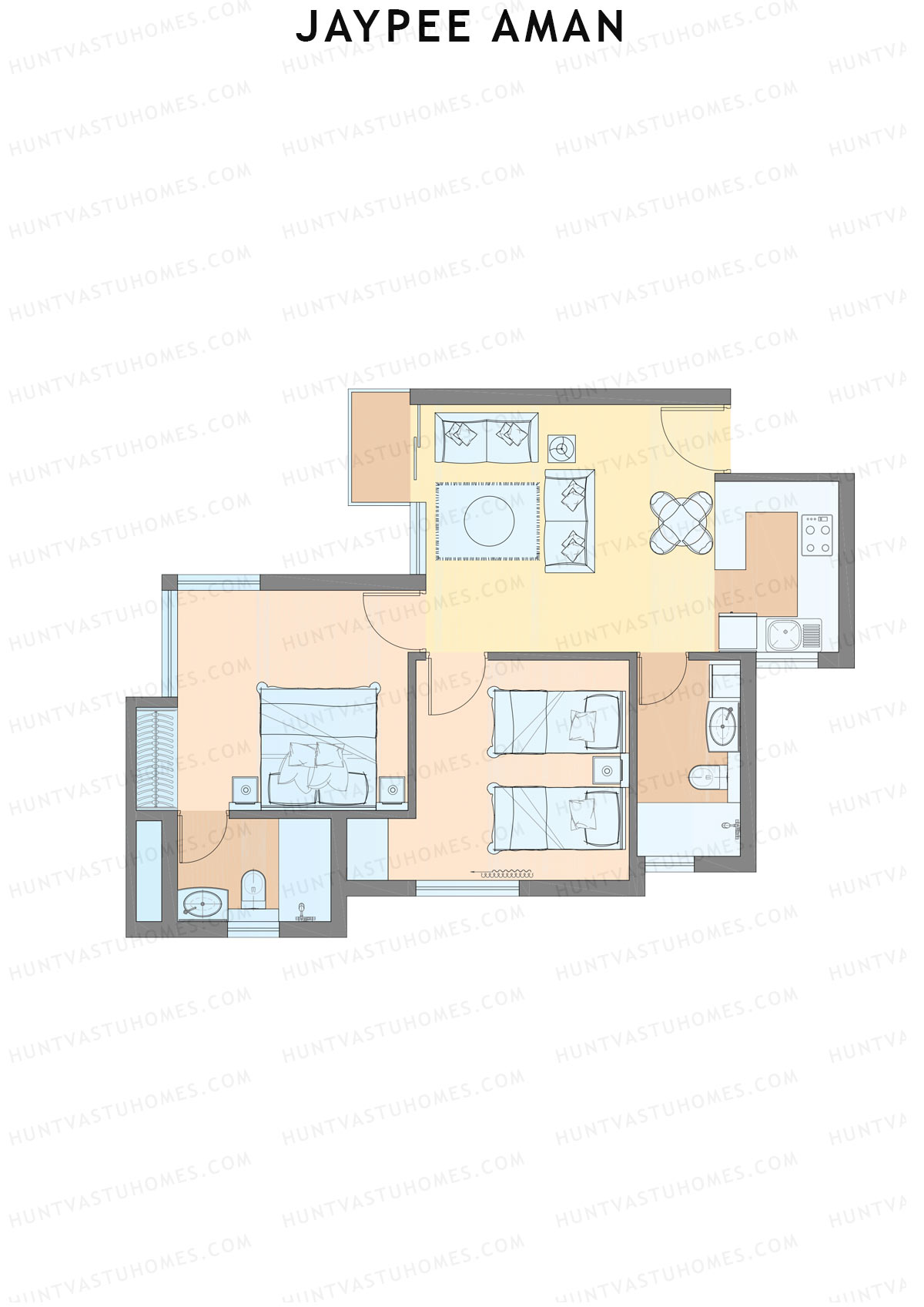 Jaypee Aman Tower N26 Unit 3 (Type A1) Floor Plan