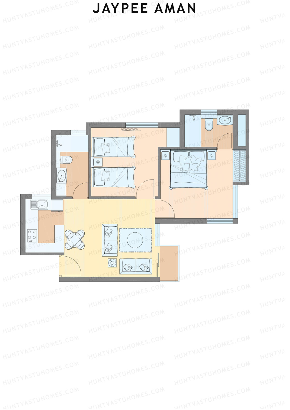 Jaypee Aman Tower N26 Unit 7 (Type A1) Floor Plan