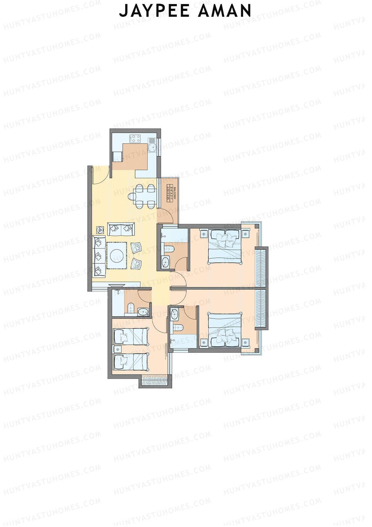 Jaypee Aman Tower N27 Unit 1 (Type B2) Floor Plan