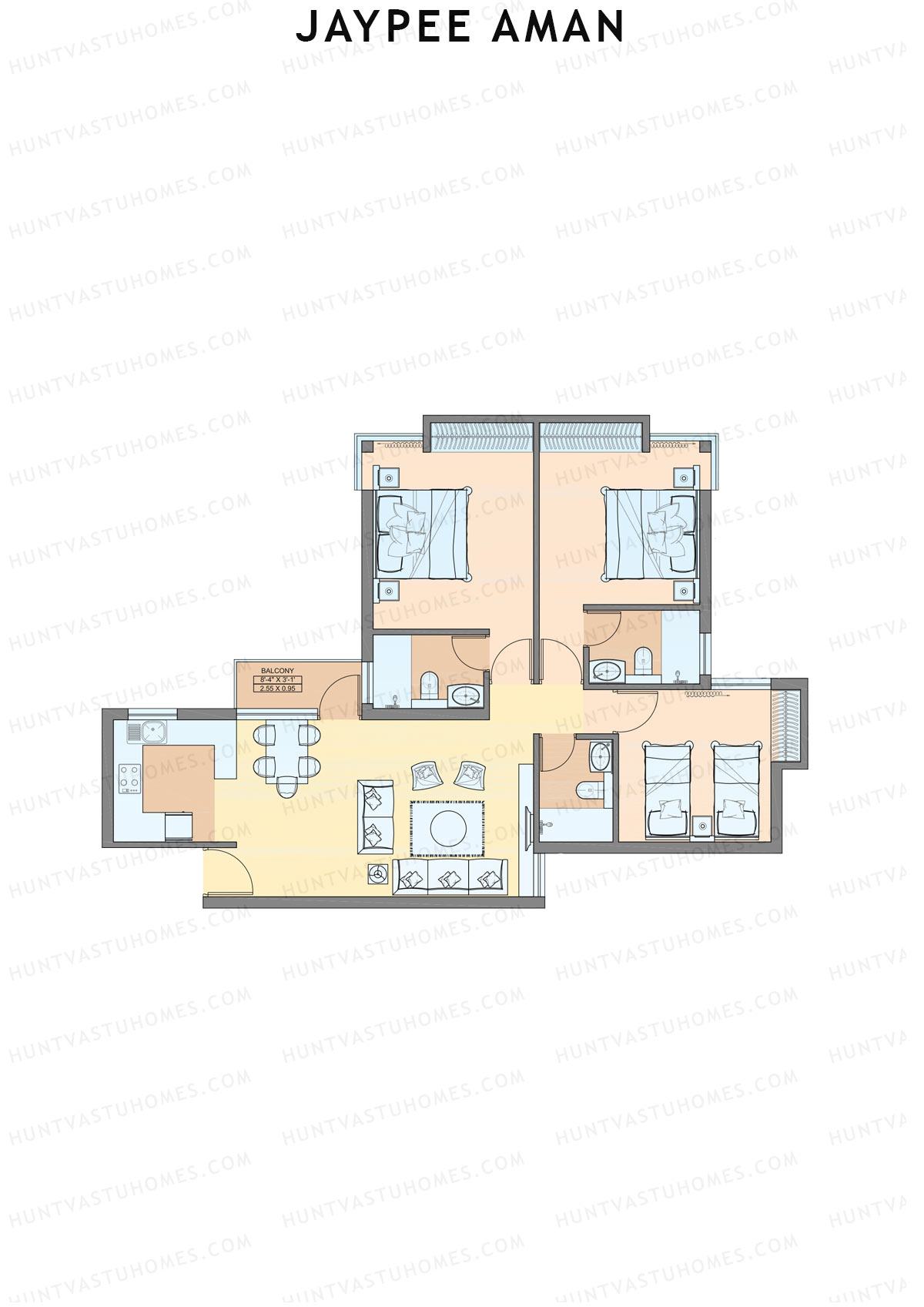 Jaypee Aman Tower N3 Unit 1 (Type B2) Floor Plan