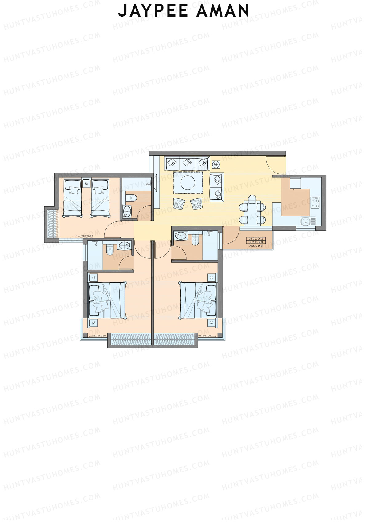Jaypee Aman Tower N3 Unit 5 (Type B2) Floor Plan