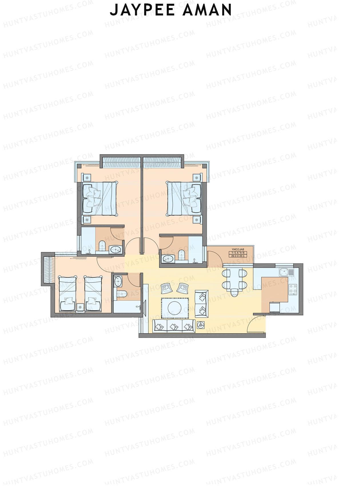 Jaypee Aman Tower N3 Unit 6 (Type B2) Floor Plan