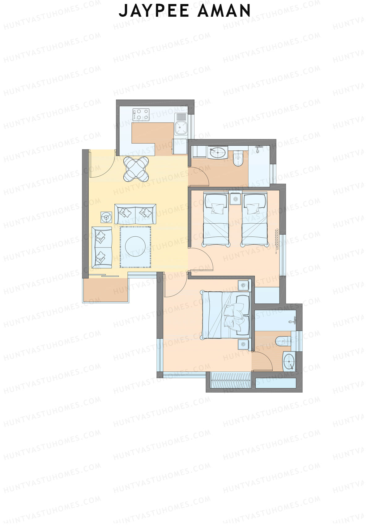 Jaypee Aman Tower N4 Unit 3 (Type A1) Floor Plan