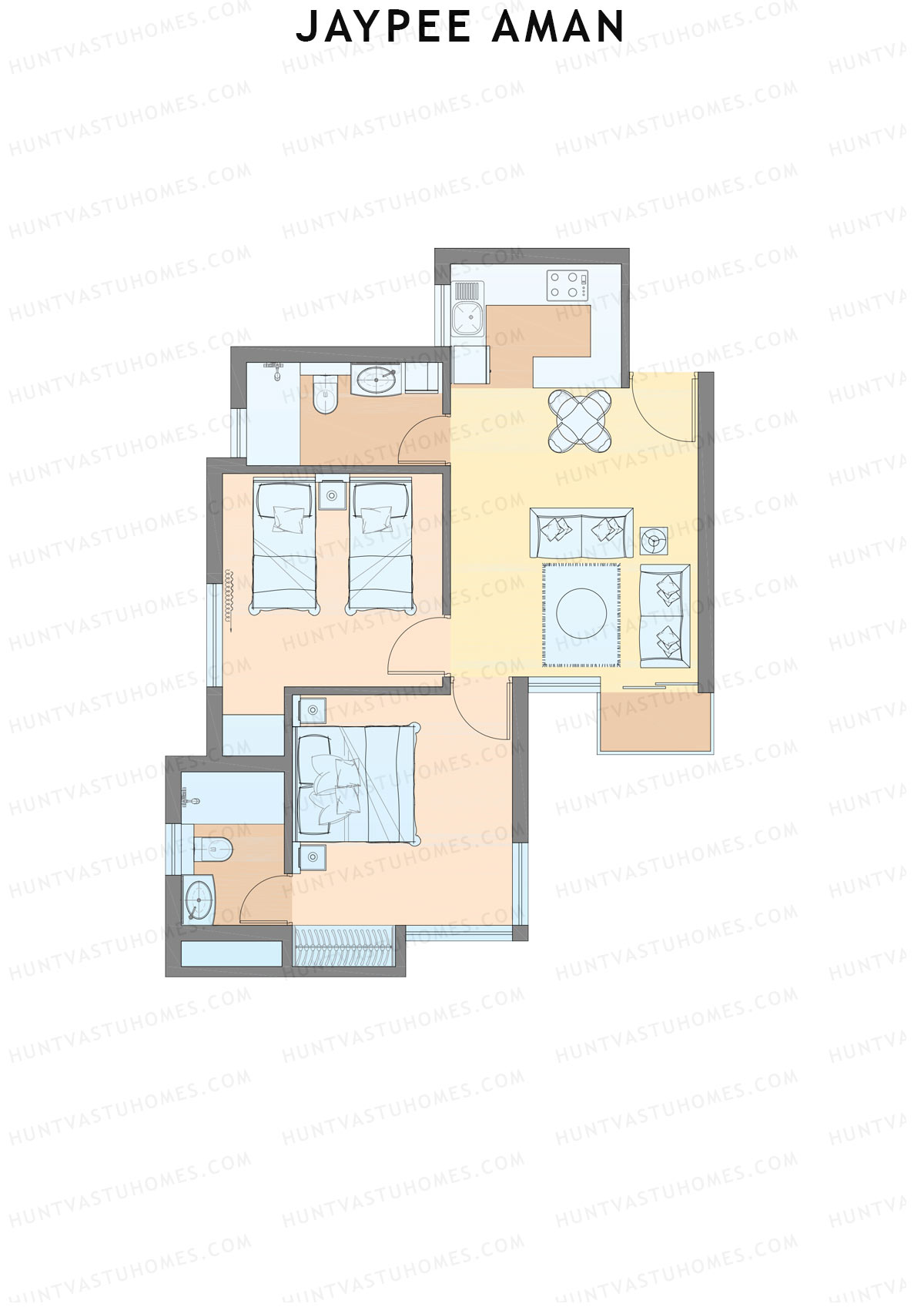 Jaypee Aman Tower N4 Unit 4 (Type A1) Floor Plan