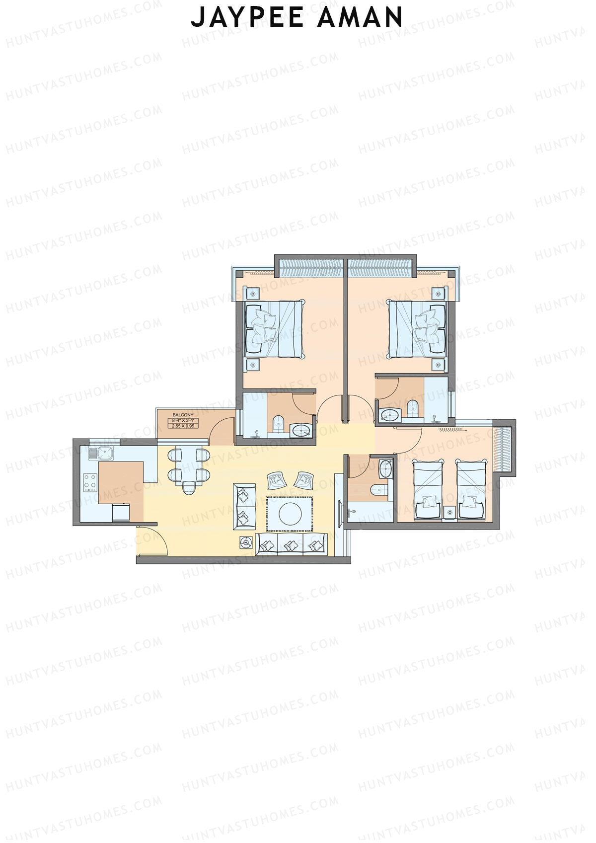 Jaypee Aman Tower N5 Unit 1 (Type B2) Floor Plan
