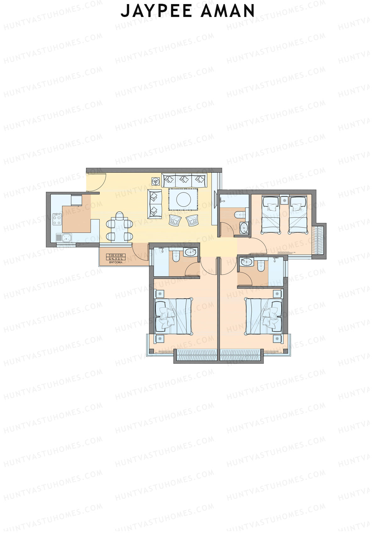 Jaypee Aman Tower N5 Unit 2 (Type B2) Floor Plan
