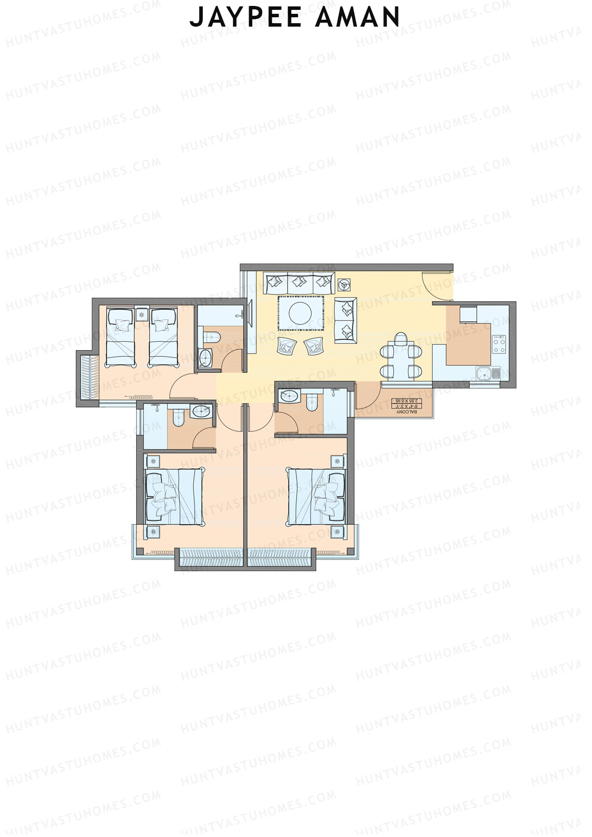 Jaypee Aman Tower N5 Unit 5 (Type B2) Floor Plan