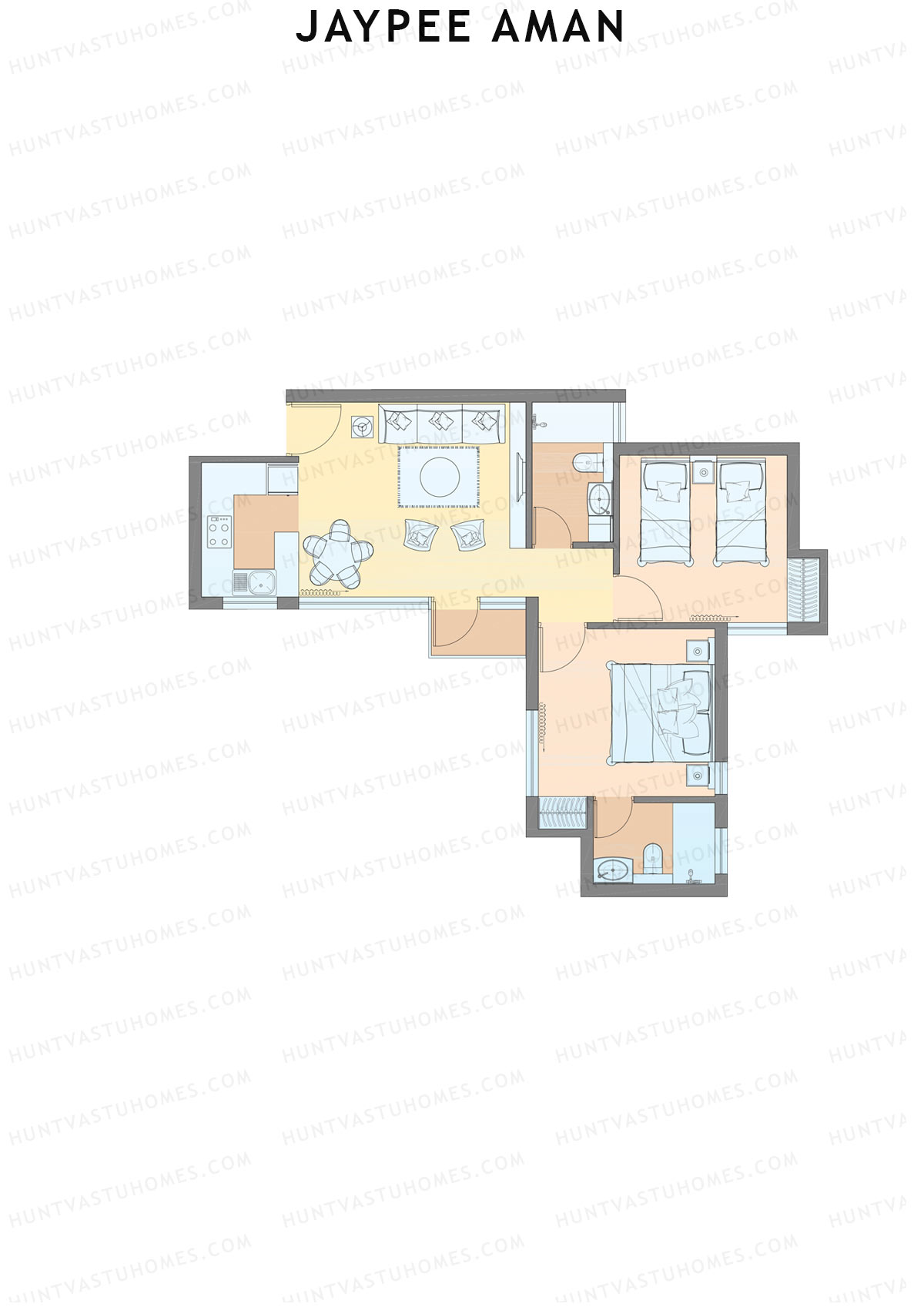 Jaypee Aman Tower N6 Unit 2 (Type A2) Floor Plan
