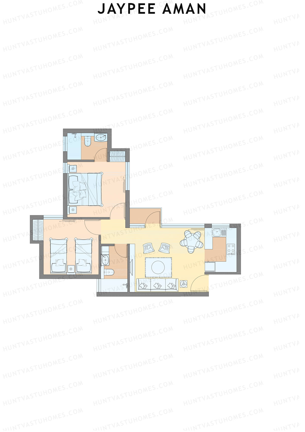 Jaypee Aman Tower N6 Unit 6 (Type A2) Floor Plan