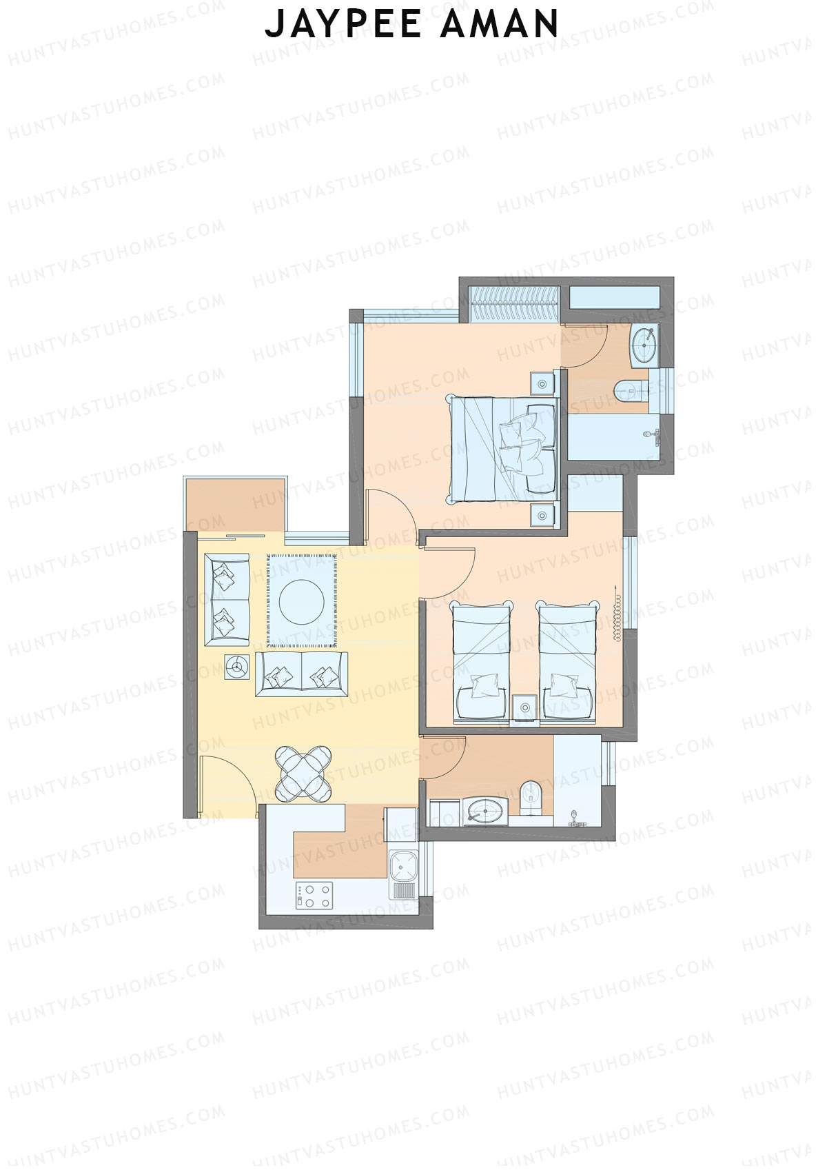 Jaypee Aman Tower N6 Unit 8 (Type A1) Floor Plan