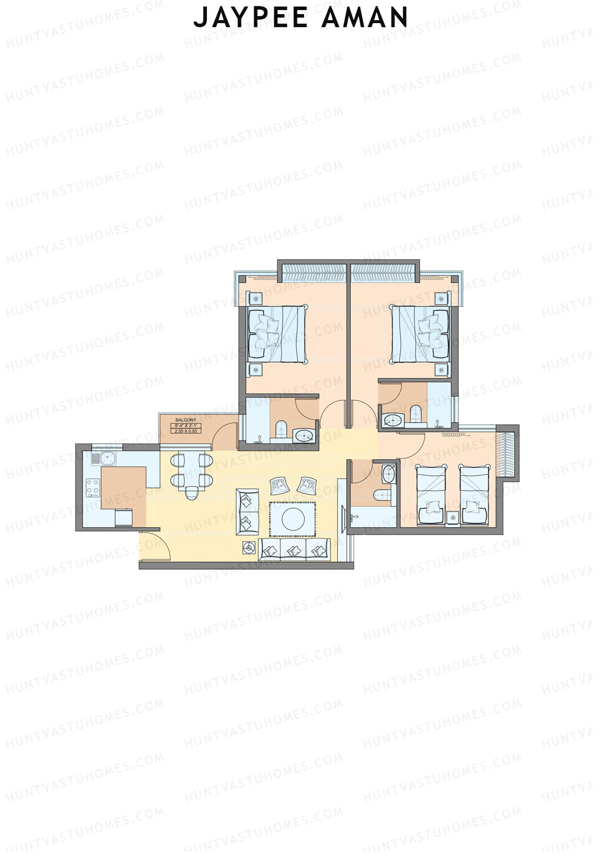 Jaypee Aman Tower N7 Unit 1 (Type B2) Floor Plan