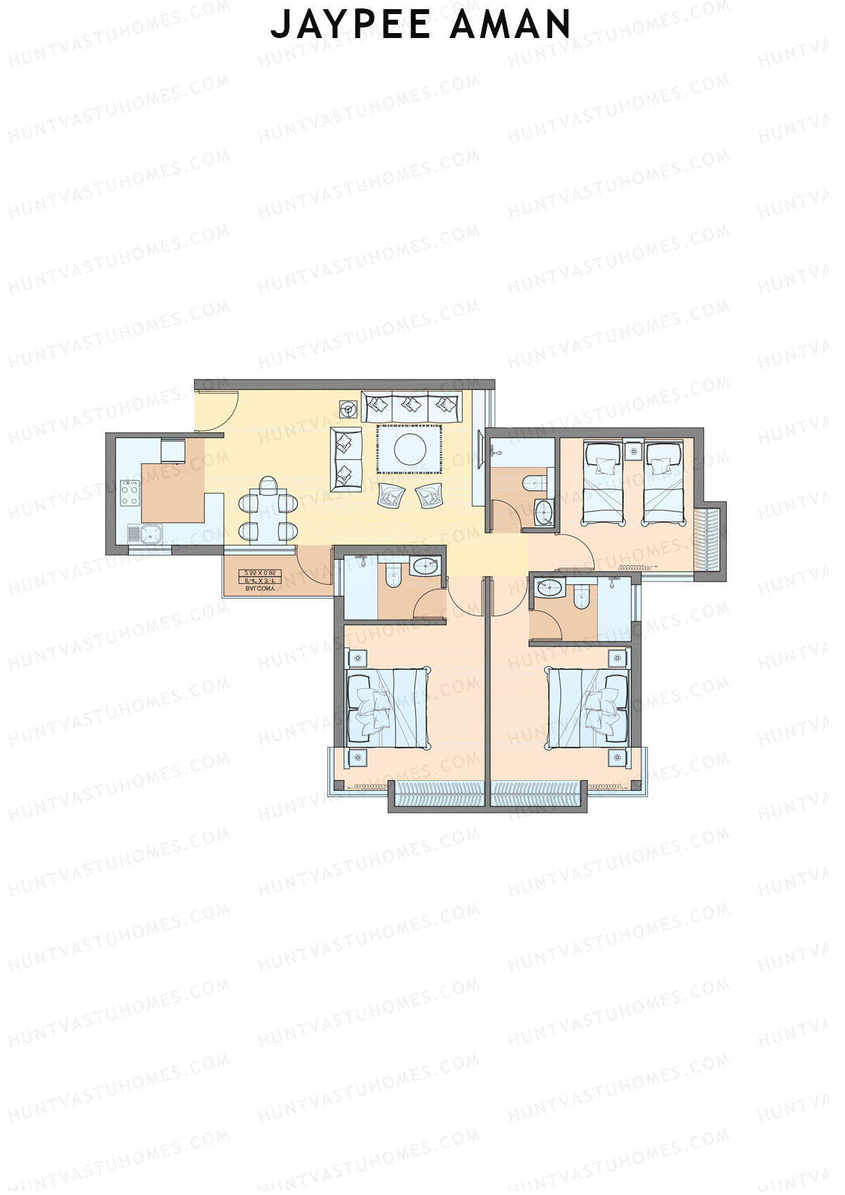 Jaypee Aman Tower N7 Unit 2 (Type B2) Floor Plan