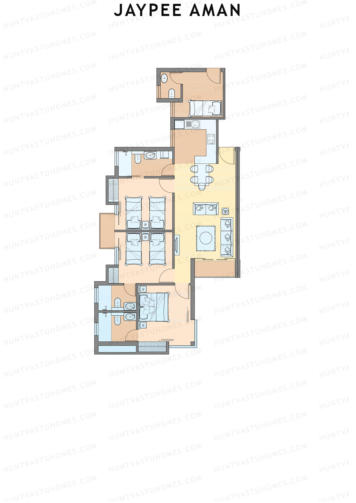 Jaypee Aman Tower N7 Unit 4 (Type C2) Floor Plan