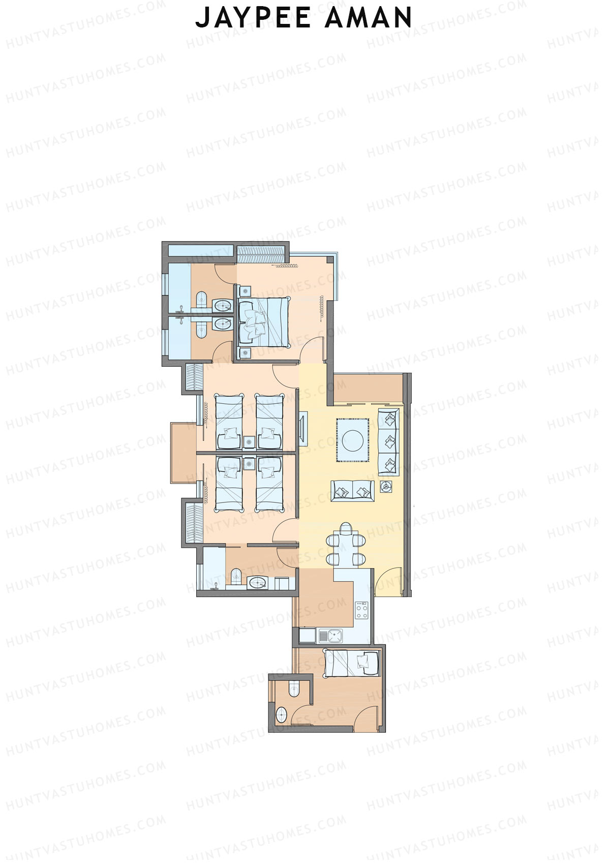 Jaypee Aman Tower N7 Unit 7 (Type C2) Floor Plan