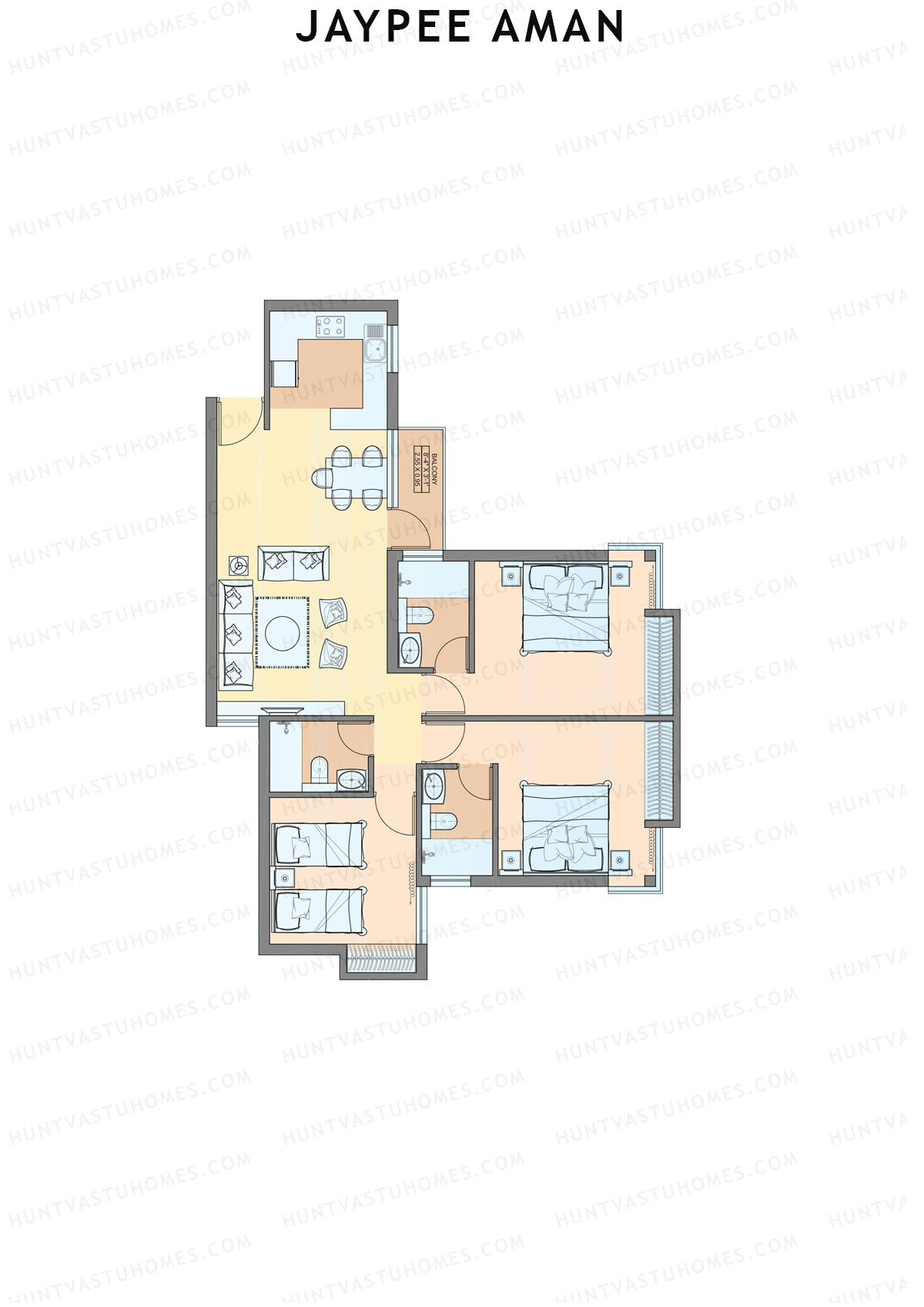 Jaypee Aman Tower N8 Unit 5 (Type B2) Floor Plan