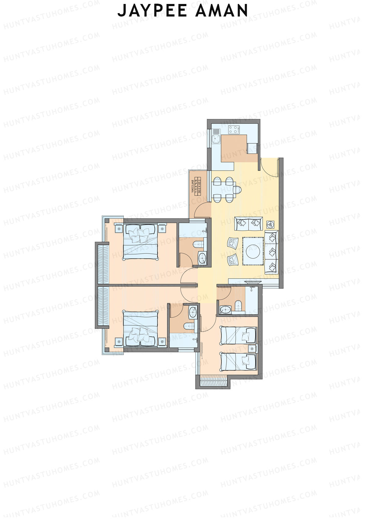 Jaypee Aman Tower N8 Unit 6 (Type B2) Floor Plan