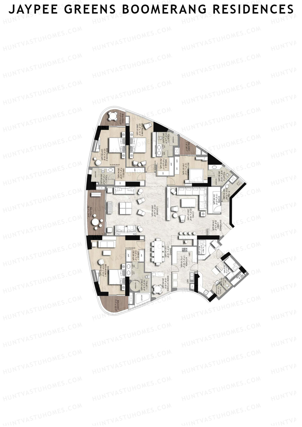 Jaypee Greens Boomerang Residences Block I Unit 1 Floor Plan