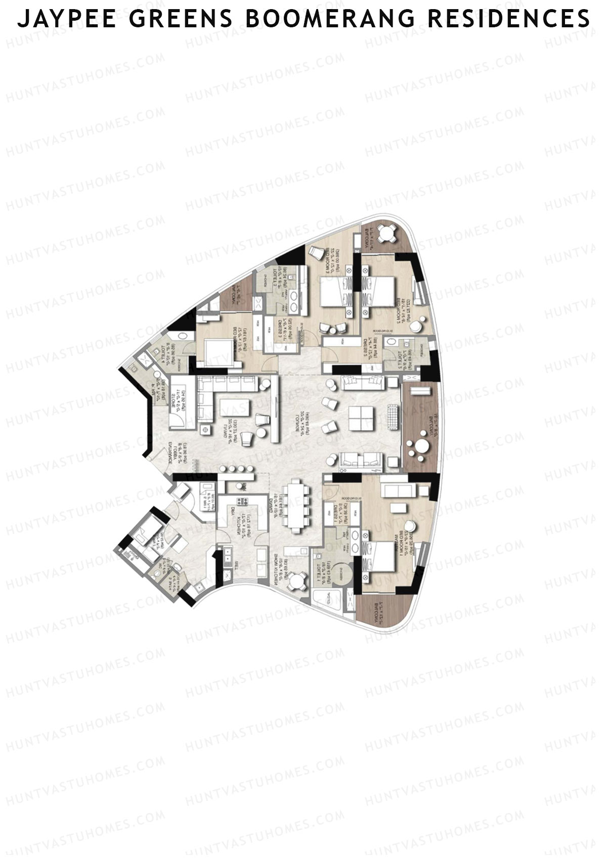 Jaypee Greens Boomerang Residences Block I Unit 3 Floor Plan