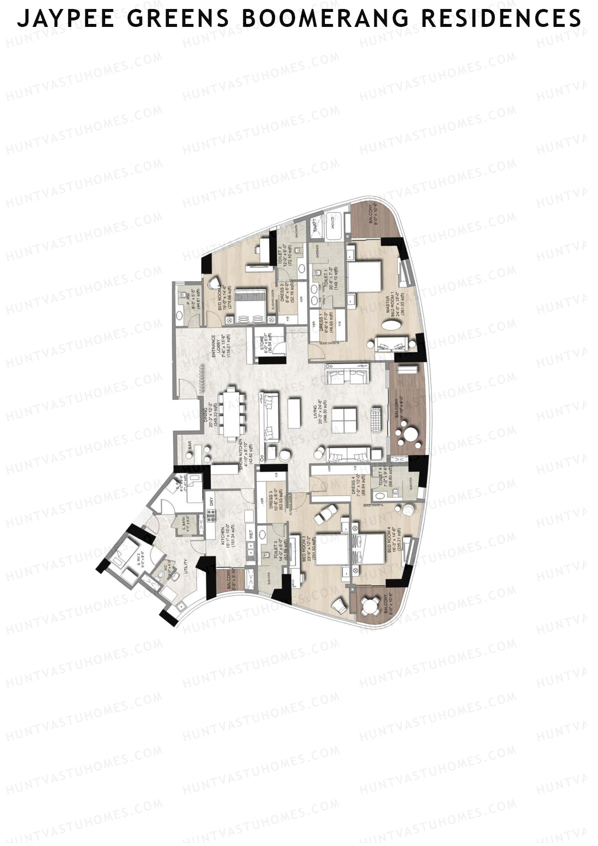 Jaypee Greens Boomerang Residences Block II Unit 2 Floor Plan
