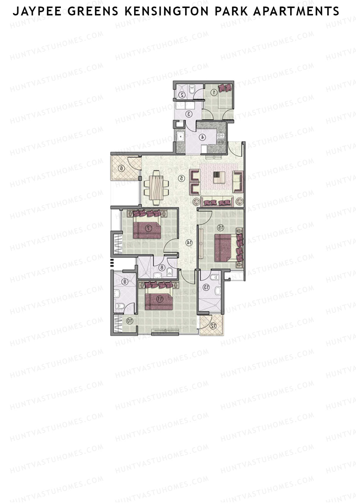 Jaypee Greens Kensington Park Apartments KPA 11 Unit 2 (Type 1) Floor Plan