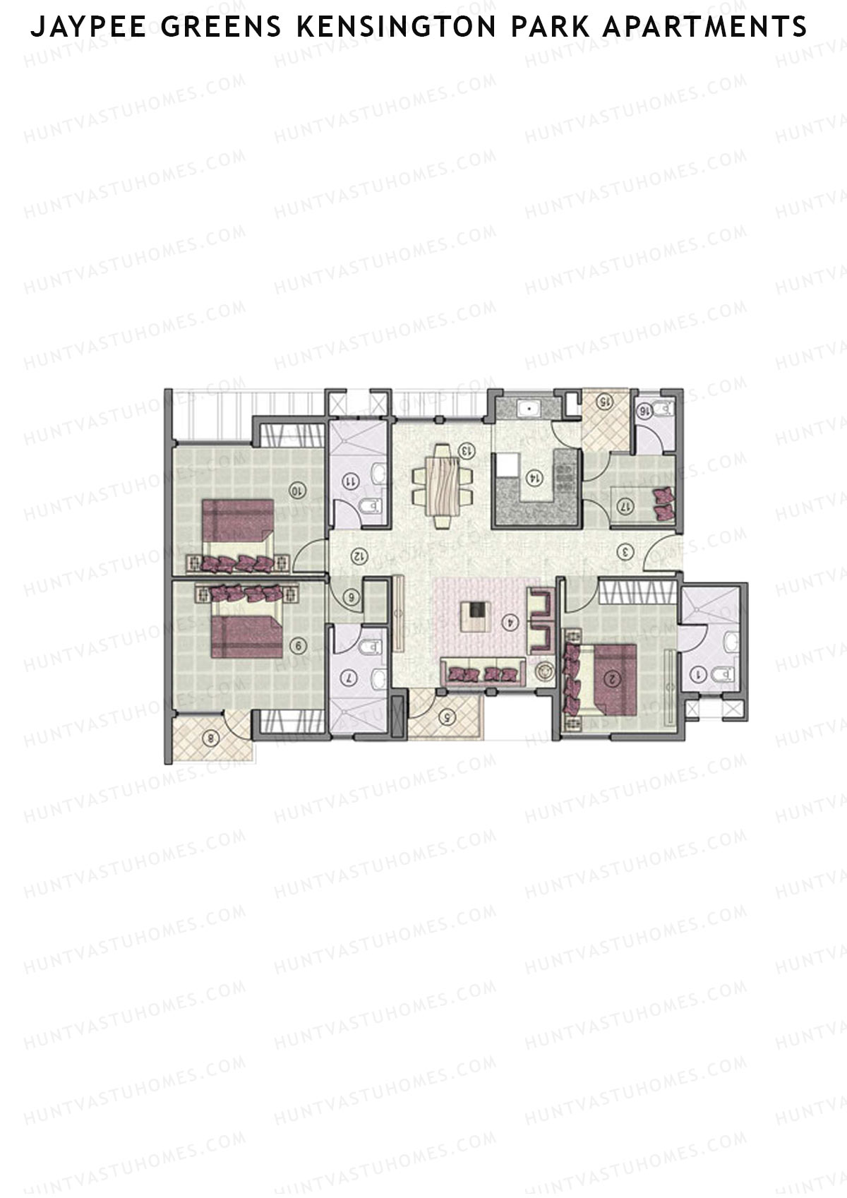 Jaypee Greens Kensington Park Apartments KPA 11 Unit 3 (Type 2) Floor Plan