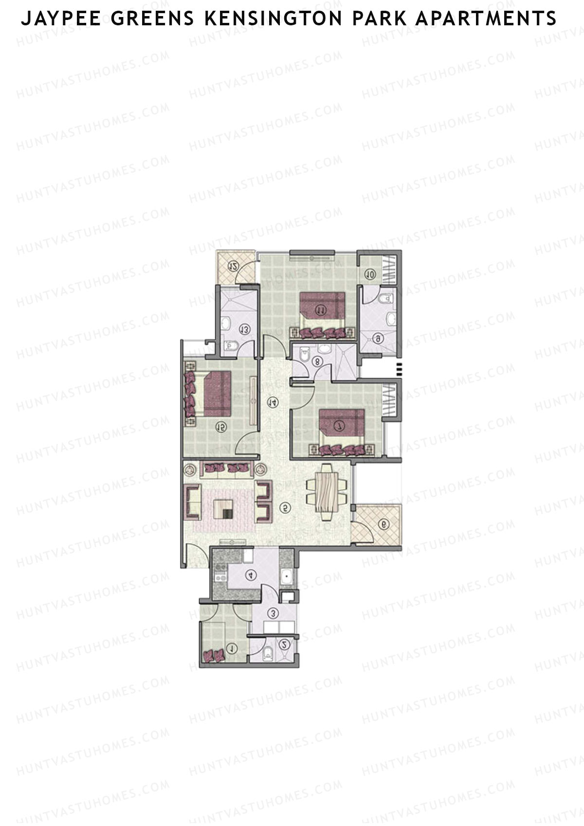 Jaypee Greens Kensington Park Apartments KPA 11 Unit 5 (Type 1) Floor Plan