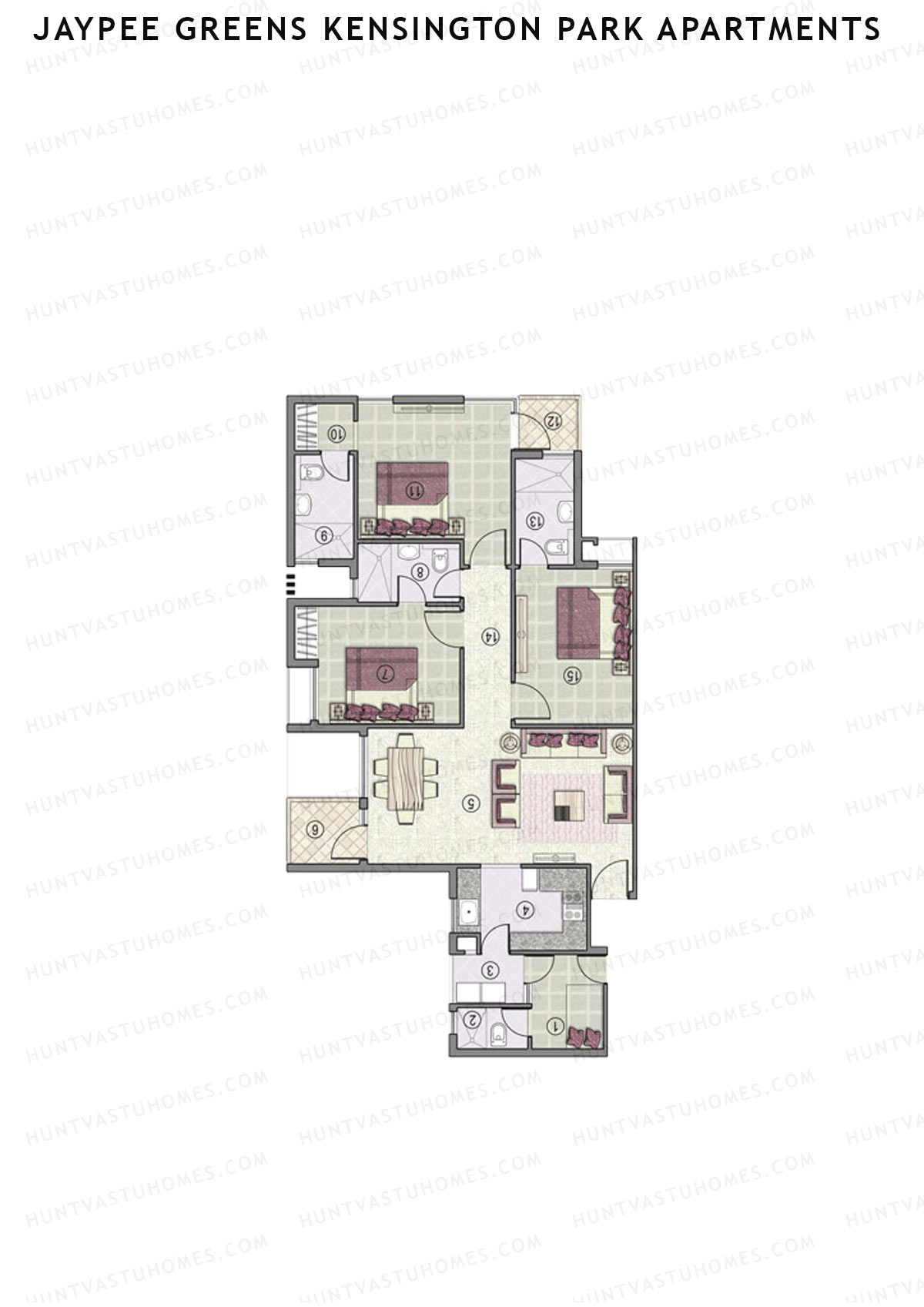 Jaypee Greens Kensington Park Apartments KPA 12 Unit 4 (Type 1) Floor Plan