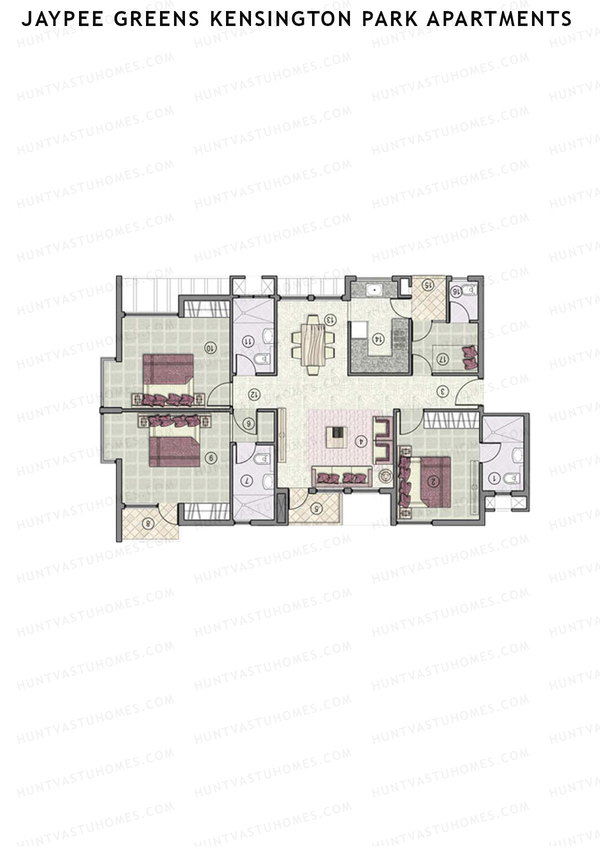 Jaypee Greens Kensington Park Apartments KPA 14 Unit 3 (Type 3) Floor Plan