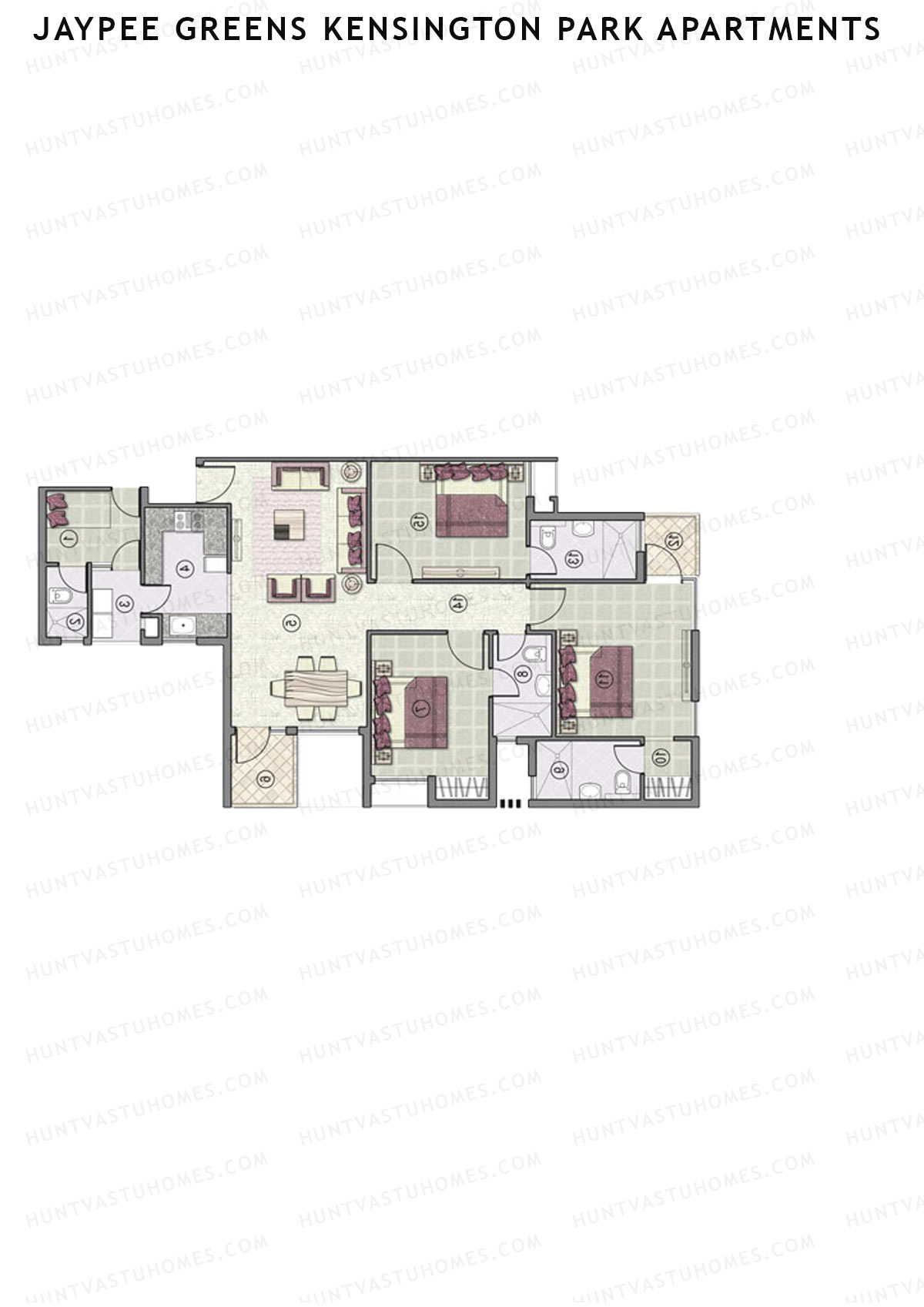 Jaypee Greens Kensington Park Apartments KPA 16 Unit 6 (Type 1) Floor Plan
