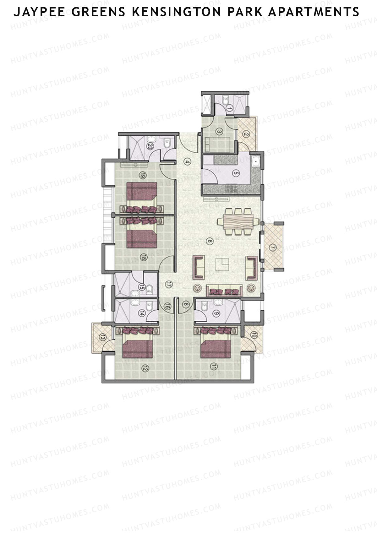 Jaypee Greens Kensington Park Apartments KPA 16 Unit 7 (Type 1) Floor Plan