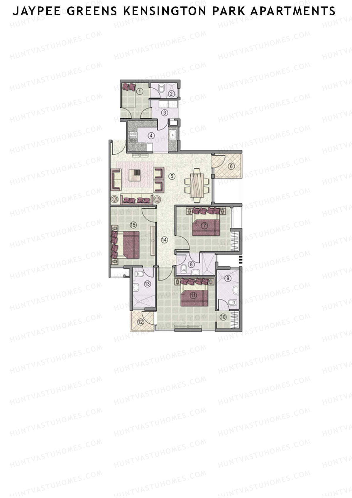 Jaypee Greens Kensington Park Apartments KPA 7 Unit 4 (Type 1) Floor Plan