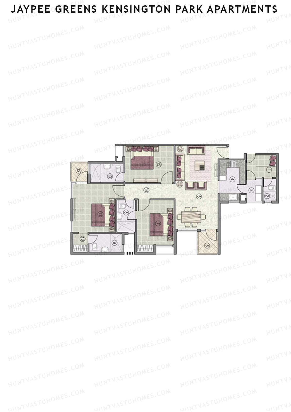 Jaypee Greens Kensington Park Apartments KPA 9 Unit 1 (Type 1) Floor Plan