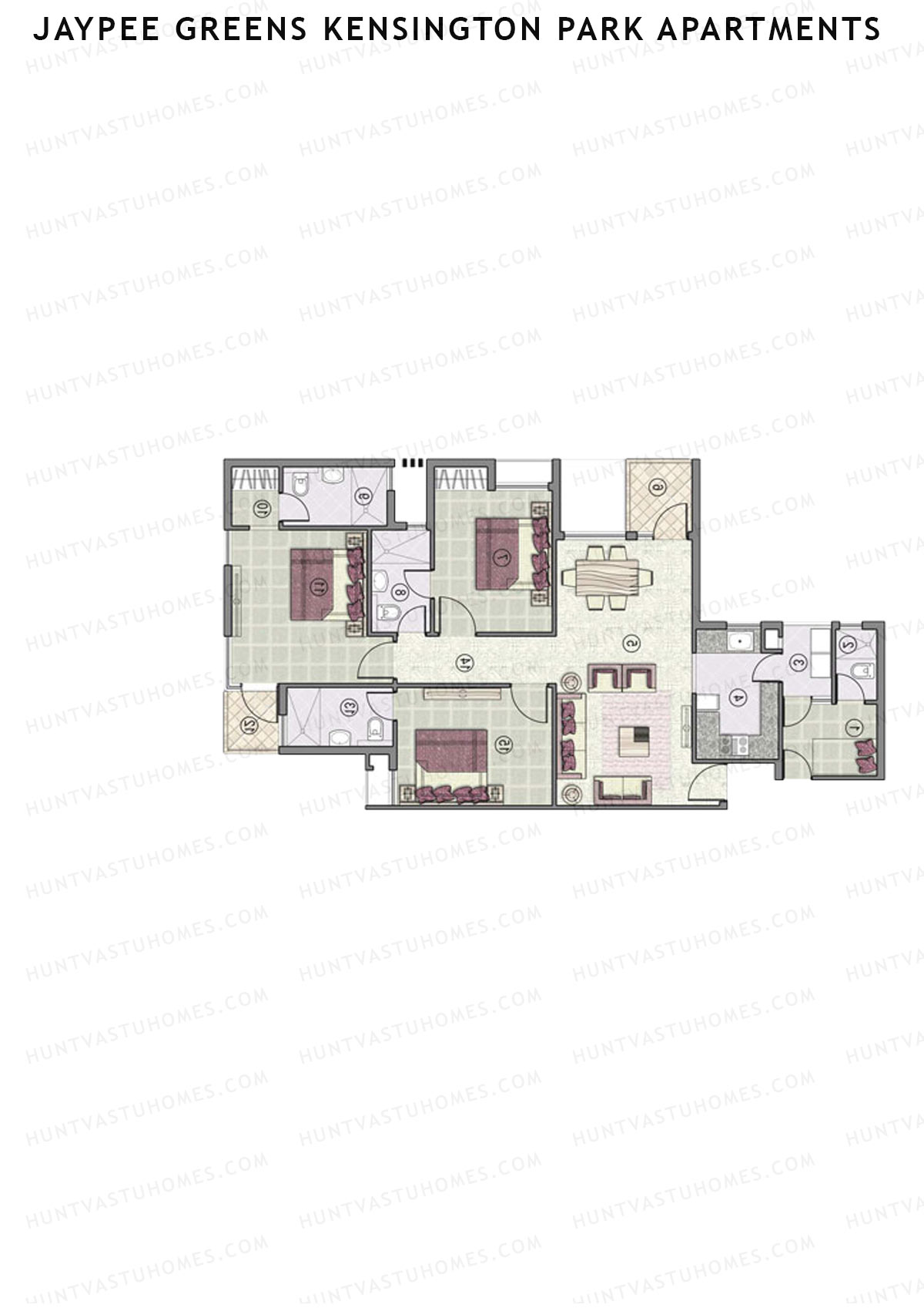Jaypee Greens Kensington Park Apartments KPA 9 Unit 2 (Type 1) Floor Plan