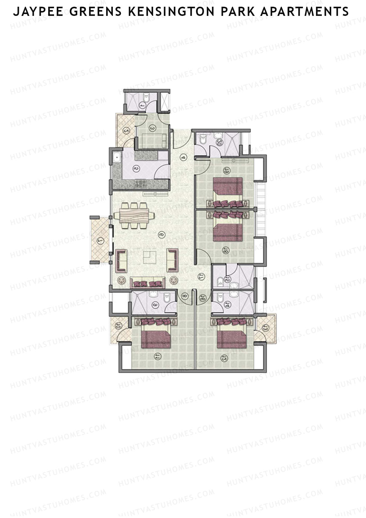 Jaypee Greens Kensington Park Apartments KPA 9 Unit 7 (Type 1) Floor Plan