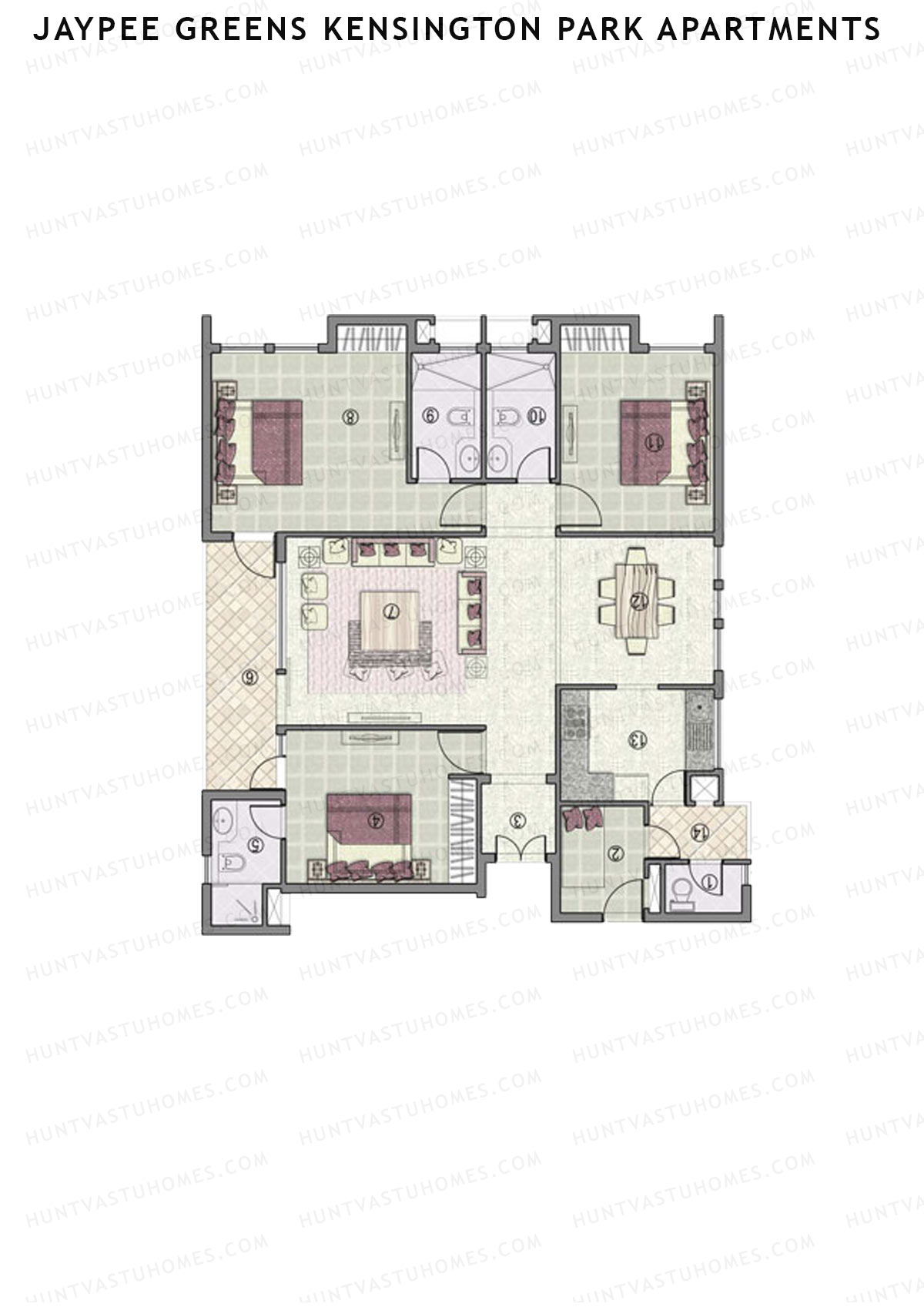 Jaypee Greens Kensington Park Apartments KPH 1 Unit 2 Floor Plan