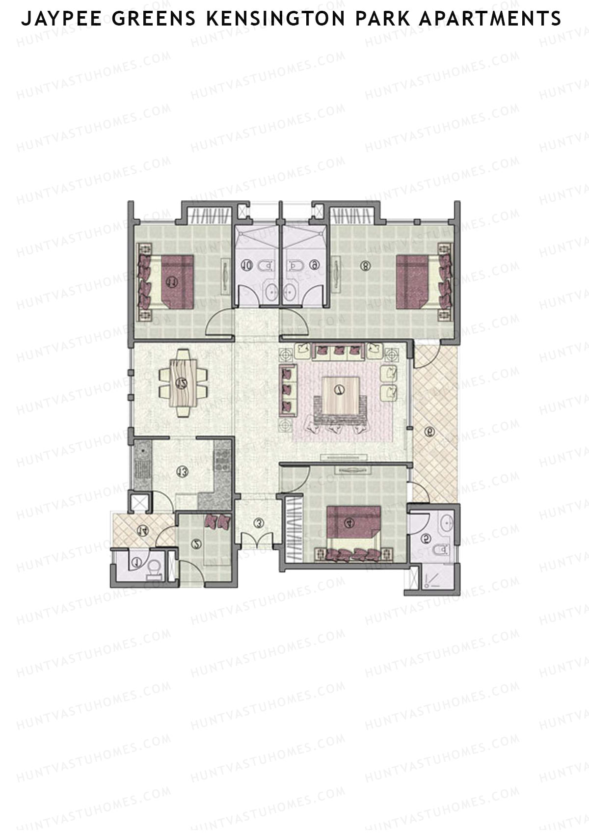 Jaypee Greens Kensington Park Apartments KPH 3 Unit 3 Floor Plan