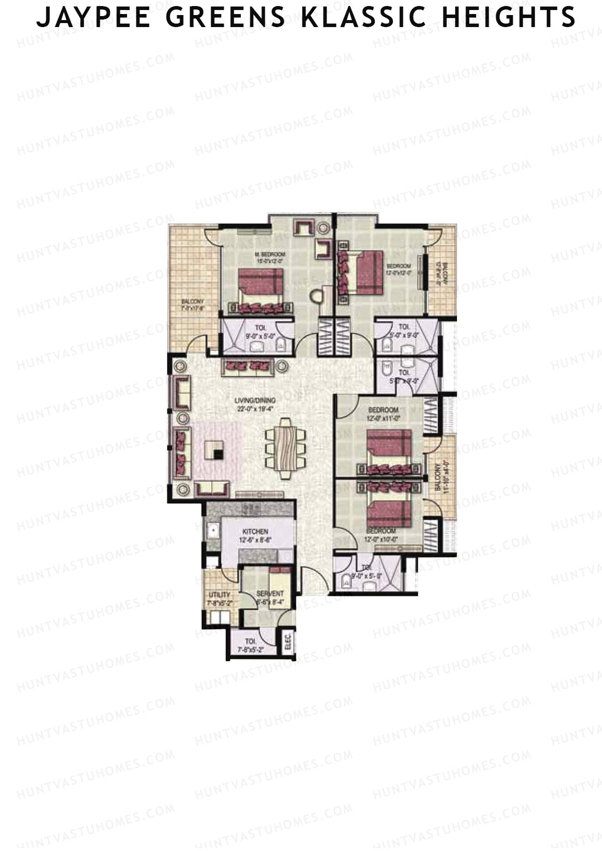 Jaypee Greens Klassic Heights Tower D3 Unit 3 Floor Plan